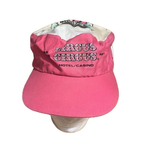 Vintage Accessories - Vintage Circus Circus Las Vegas Painters Hat Casino Snap Back Pink Nevada